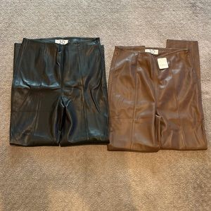 Two brand new  faux leather pants by free people.